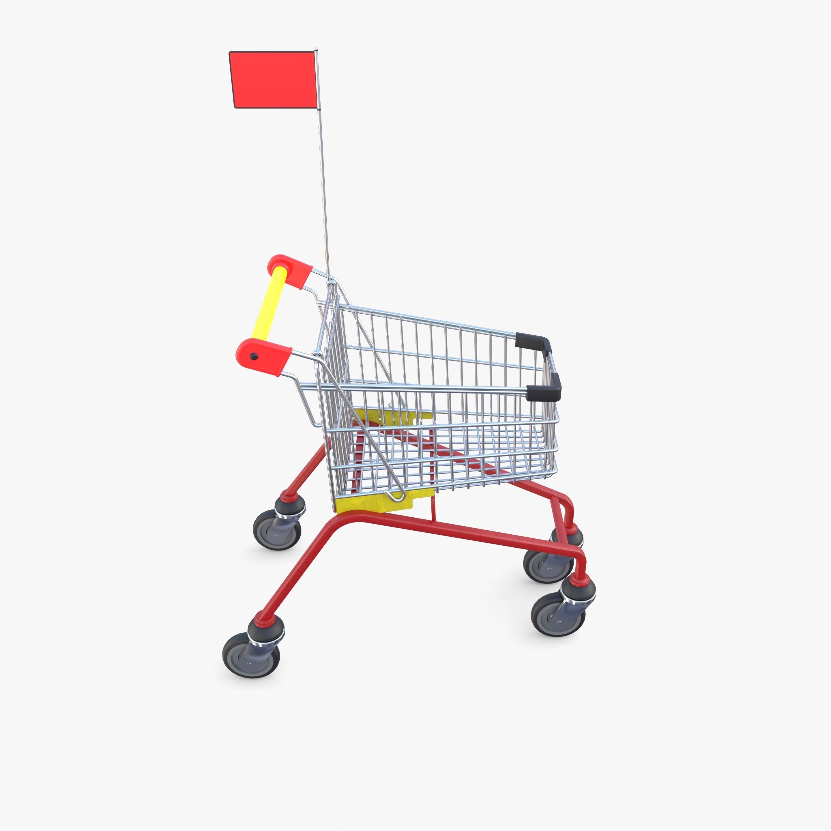 Kid shopping cart v1 Low-poly 3D model_11