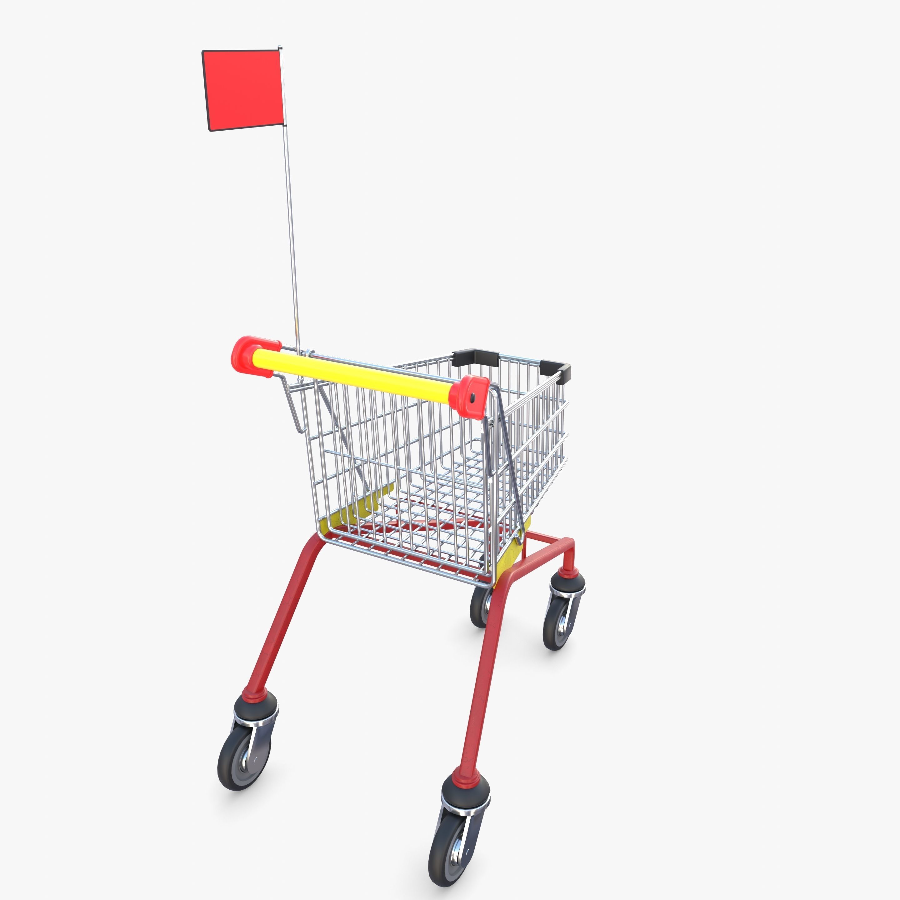 Kid shopping cart v1 Low-poly 3D model_5