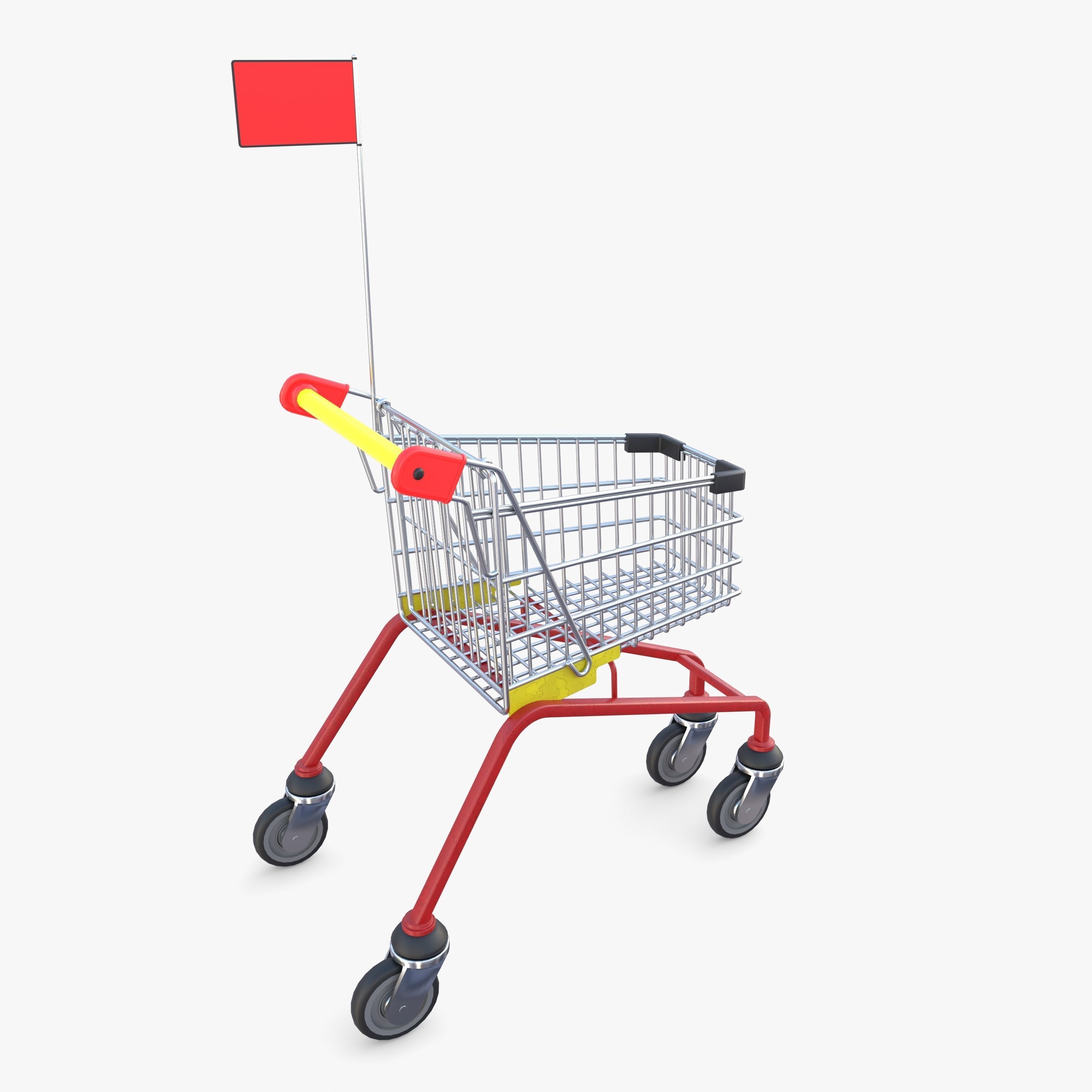 Kid shopping cart v1 Low-poly 3D model_6