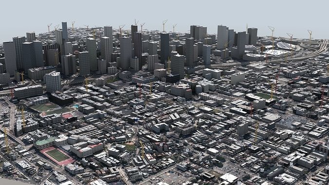 LA City Core Low-poly 3D model 3