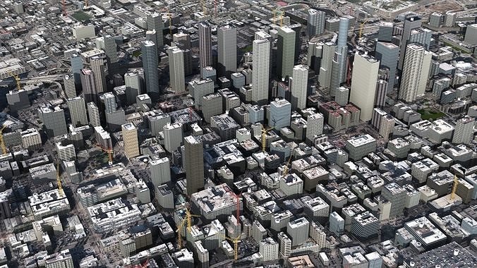 LA City Core Low-poly 3D model 6