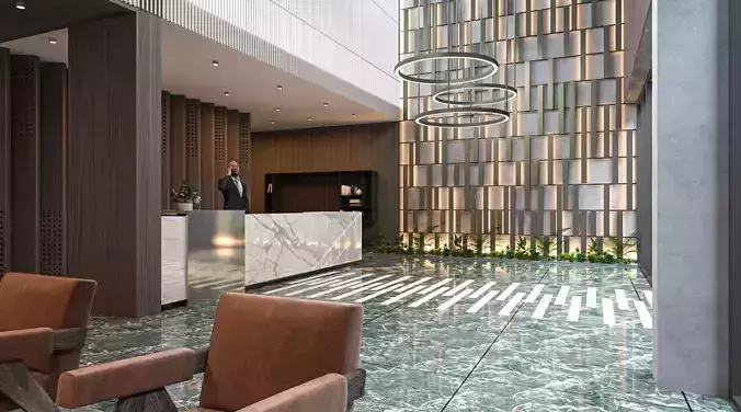 Vray 5 - Hotel Lobby Design