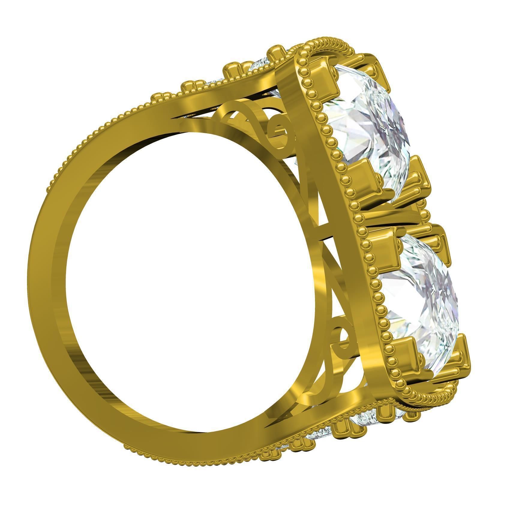 2 Round Stone Vintage Engagement Ring 3D print model_7