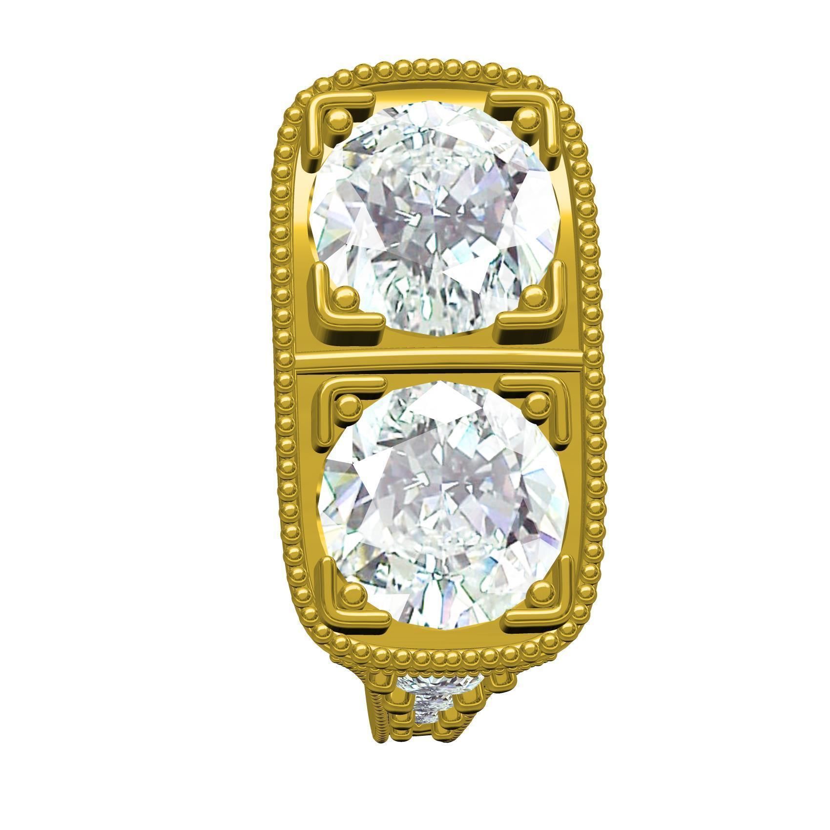 2 Round Stone Vintage Engagement Ring 3D print model_8