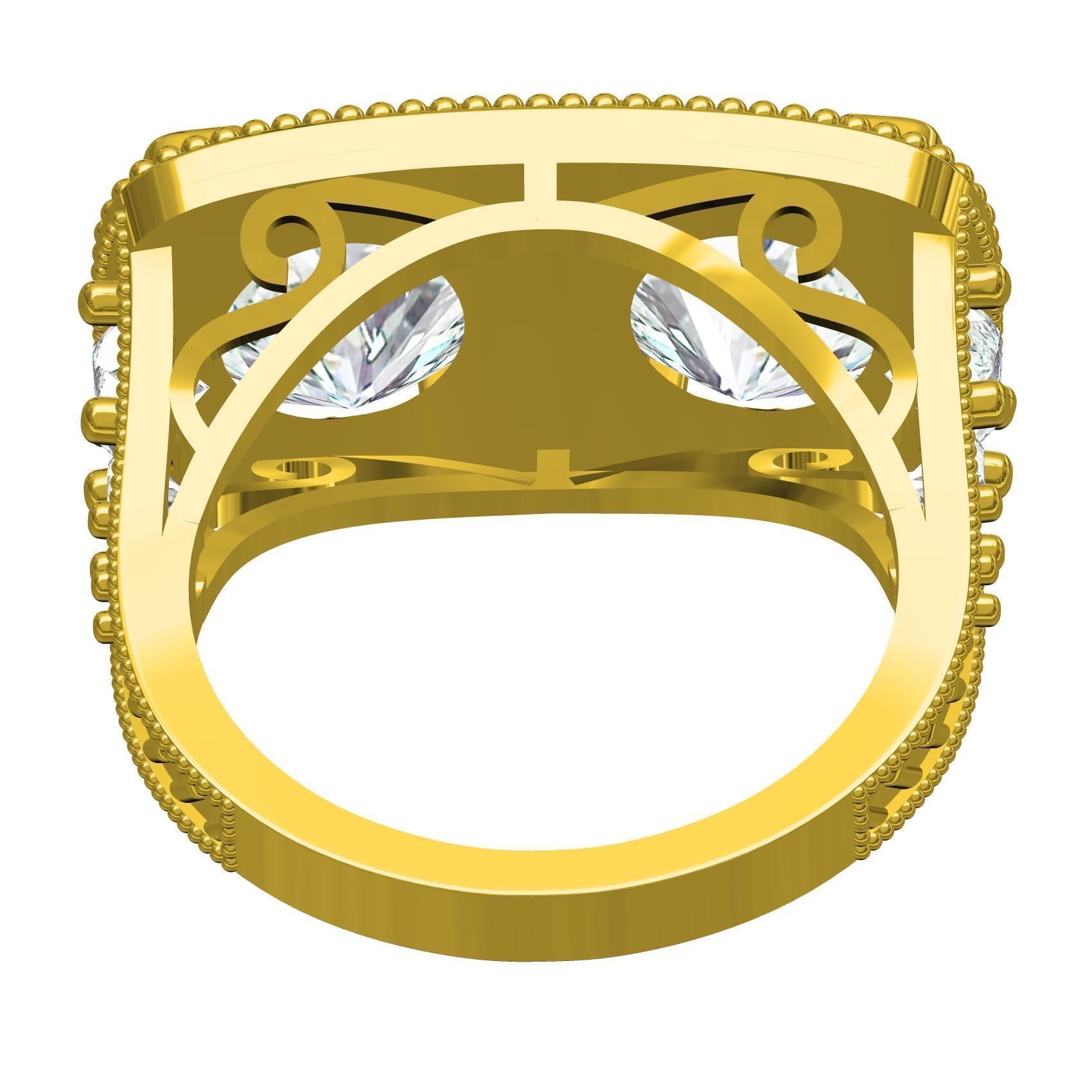 2 Round Stone Vintage Engagement Ring 3D print model_5