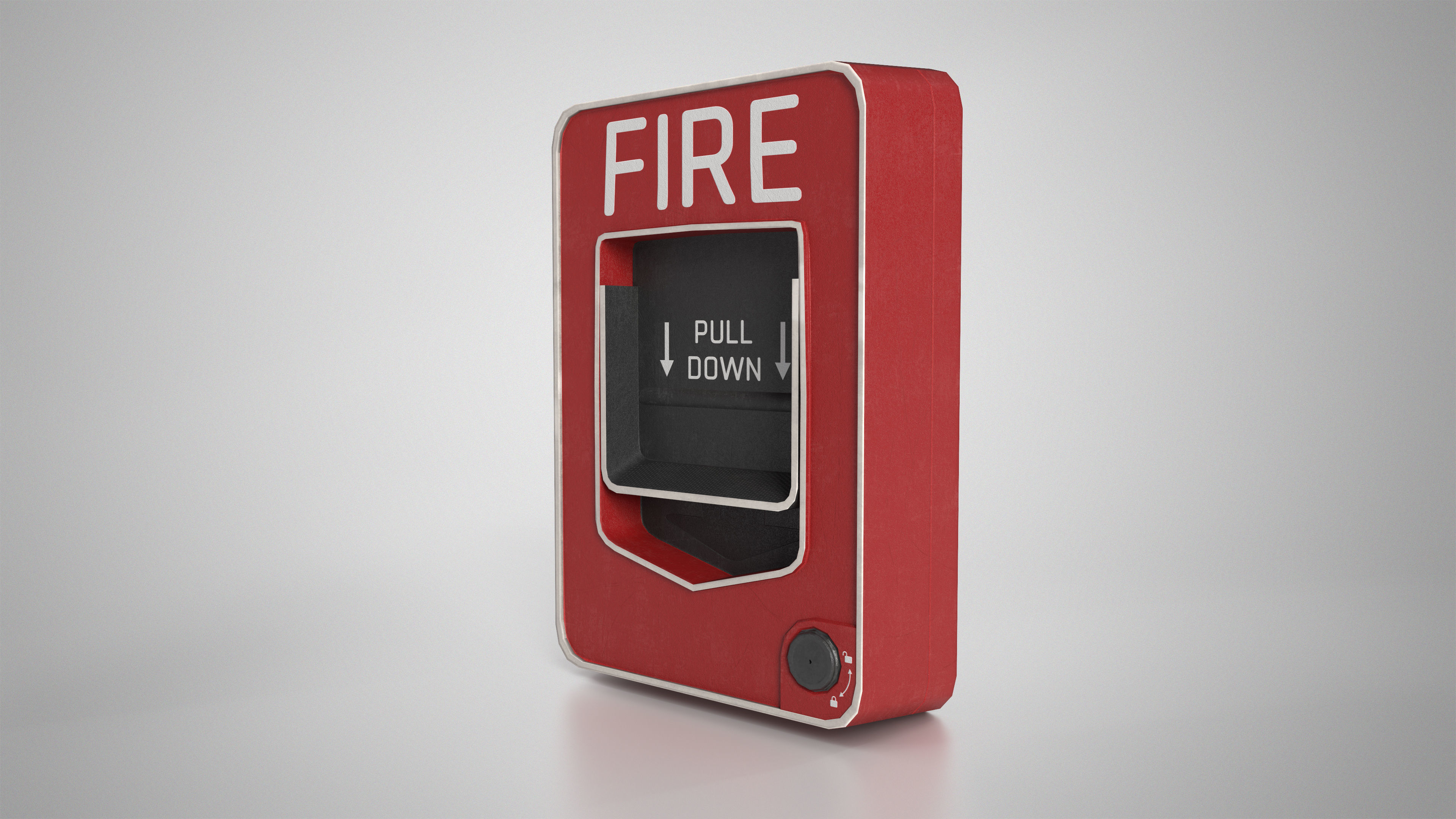 Fire Alarm Pull Station System - gameready Low-poly 3D model_3