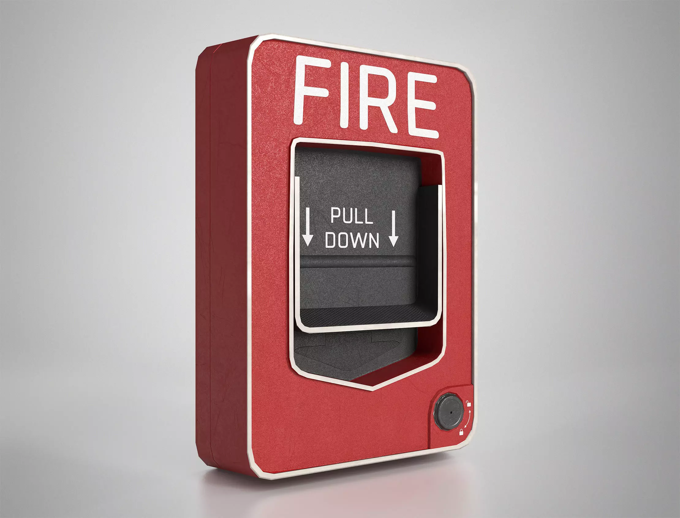 Fire Alarm Pull Station System - gameready Low-poly 3D model_0