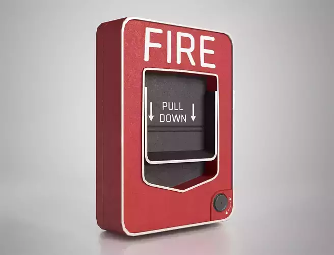 Fire Alarm Pull Station System - gameready Low-poly 3D model