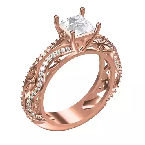 Unique Floral Filigree Solitaire Engagement ring for Women