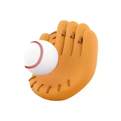 3d catching the ball successfully with a baseball glove icon