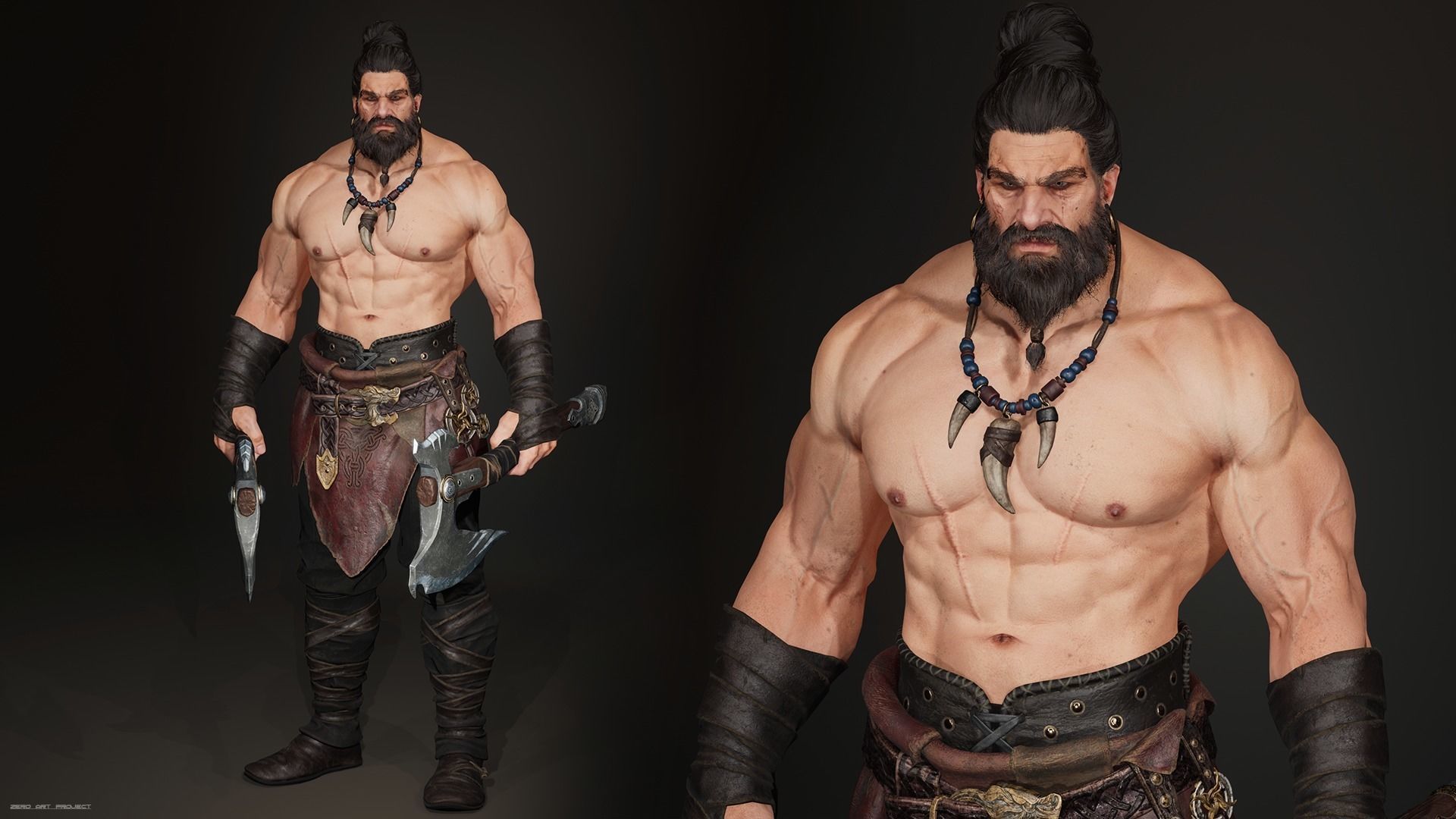 Barbarian Hargold Low-poly 3D model_2