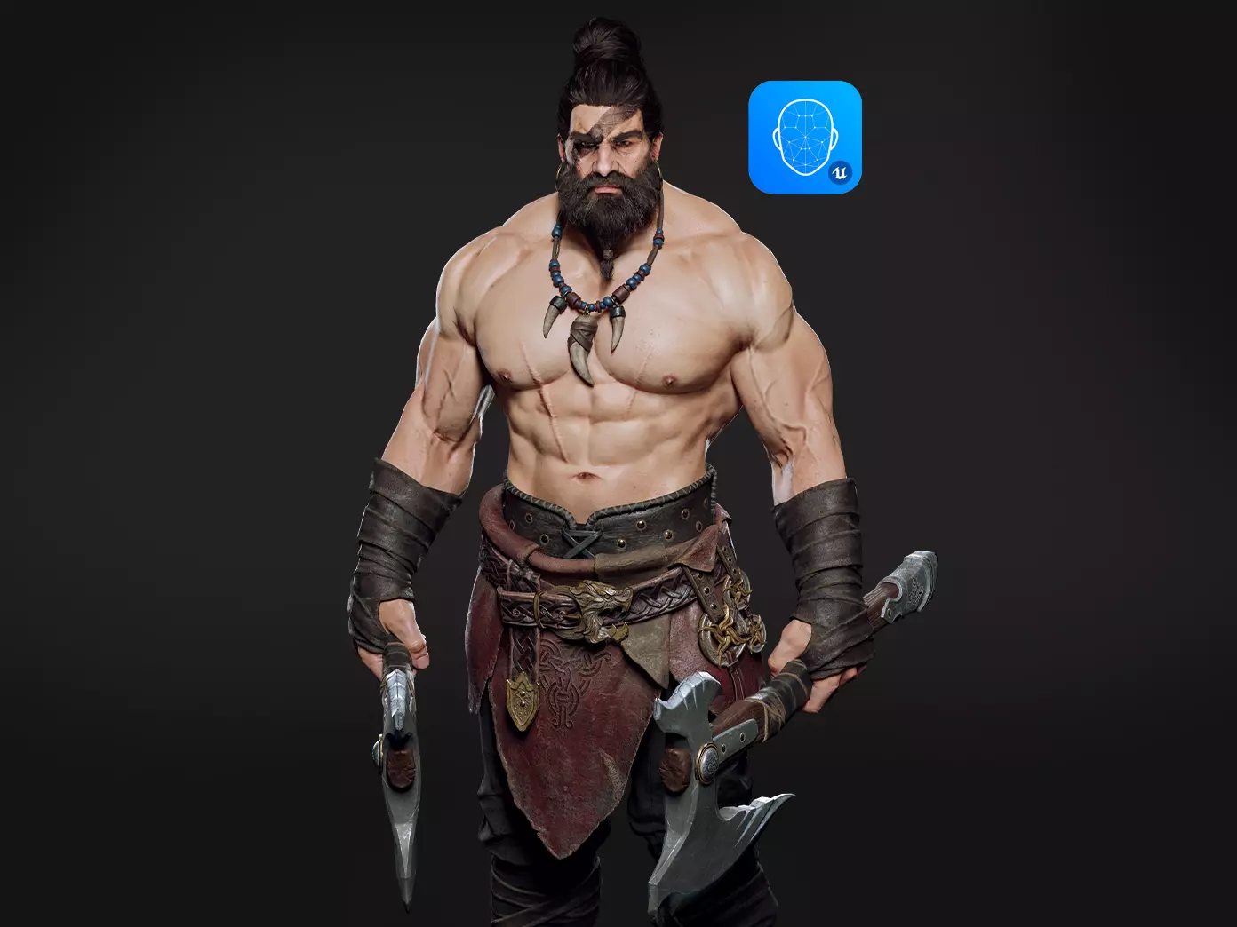 Barbarian Hargold Low-poly 3D model_0