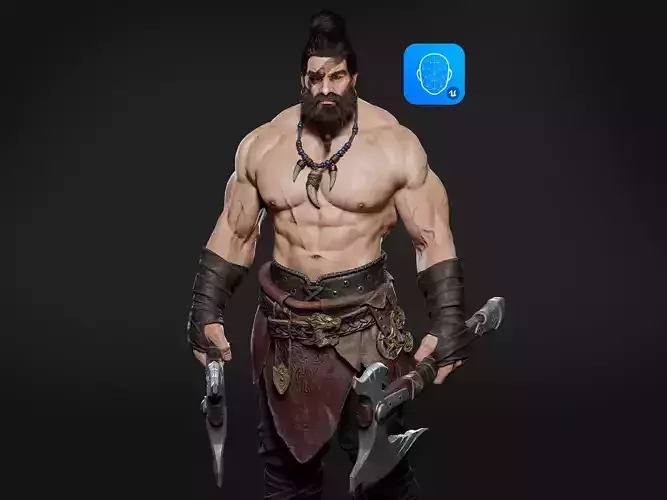 Barbarian Hargold Low-poly 3D model