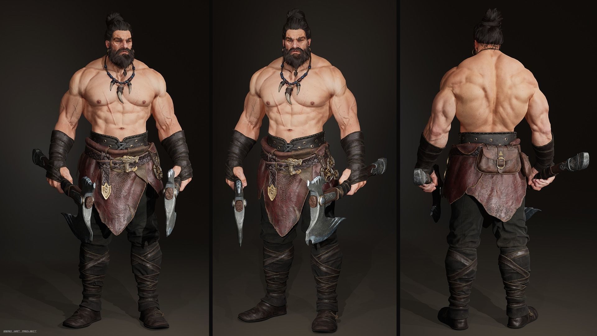 Barbarian Hargold Low-poly 3D model_3