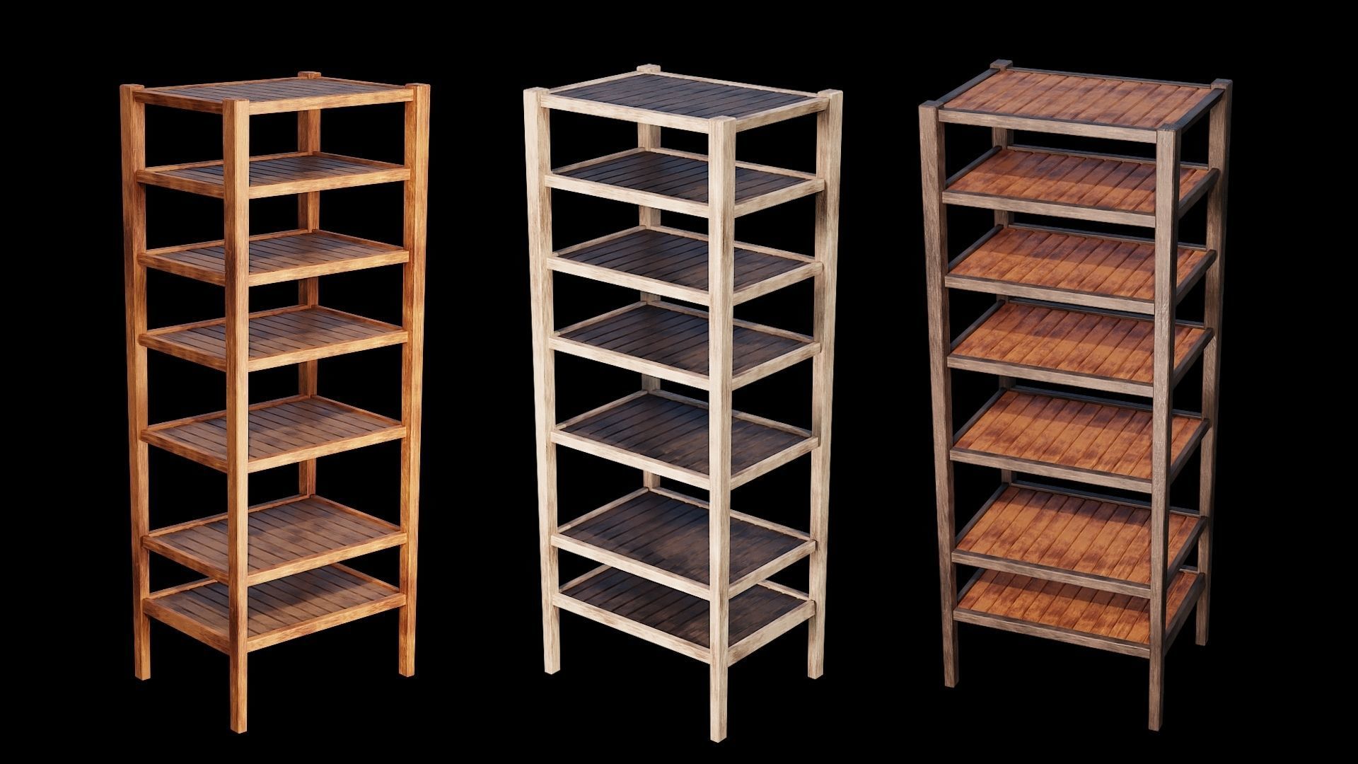 PBR WOOD FURNITURES - Collection 01  - 4K Textures Game Ready Low-poly 3D model_5