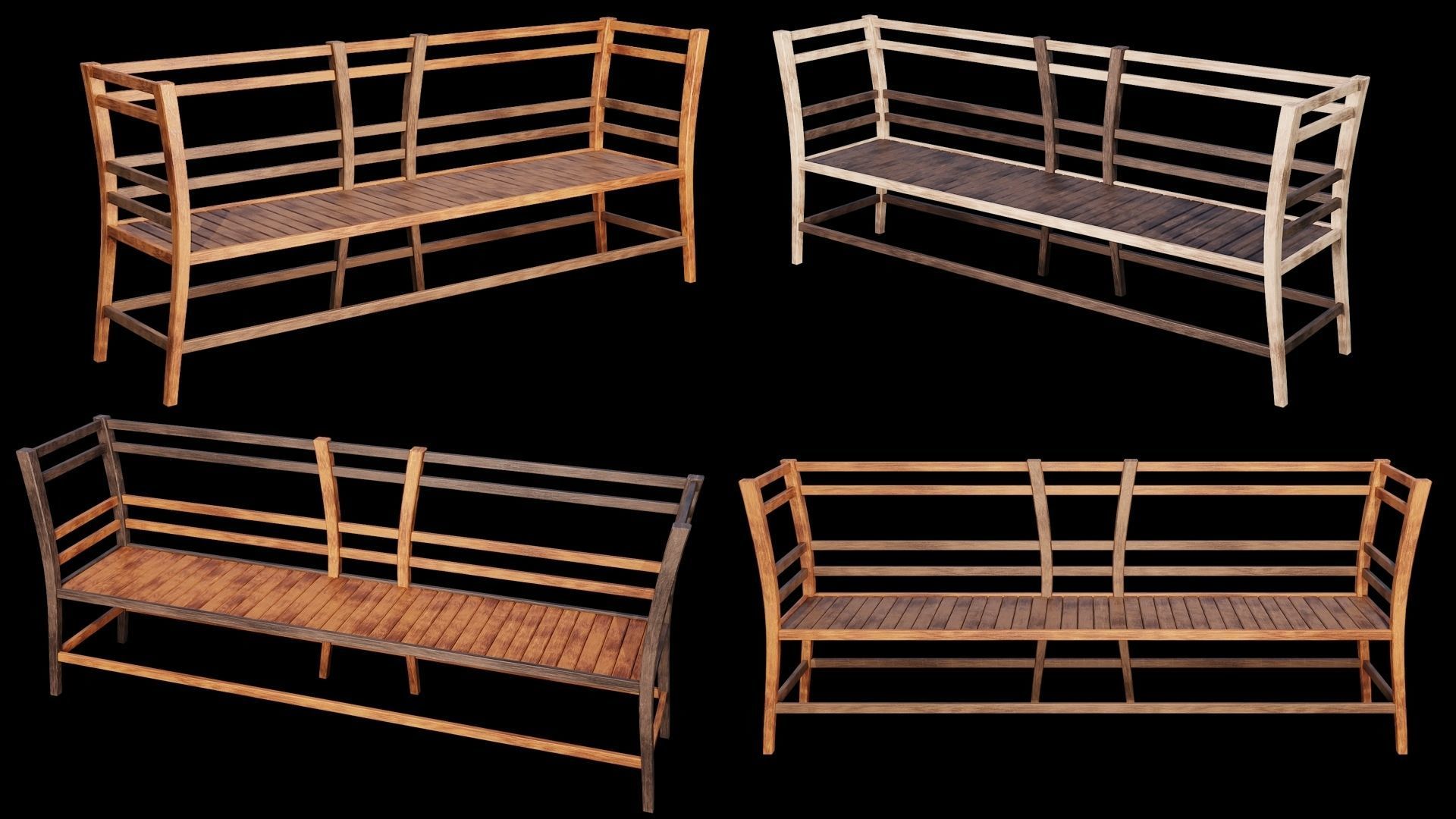 PBR WOOD FURNITURES - Collection 01  - 4K Textures Game Ready Low-poly 3D model_6