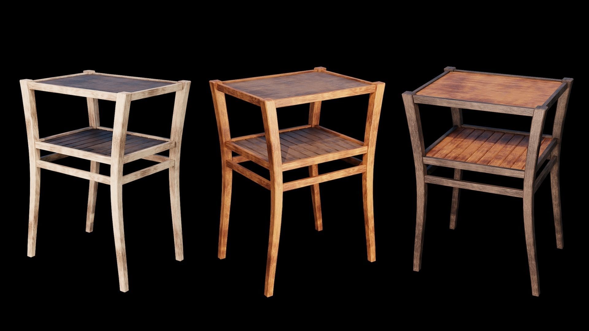 PBR WOOD FURNITURES - Collection 01  - 4K Textures Game Ready Low-poly 3D model_4