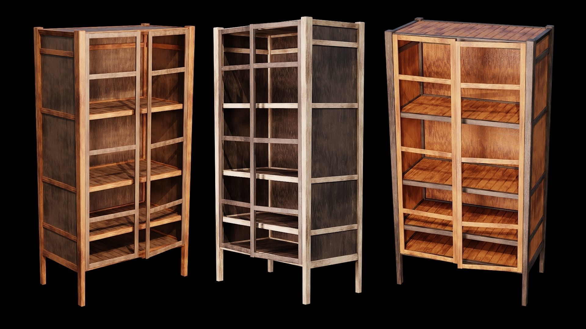 PBR WOOD FURNITURES - Collection 01  - 4K Textures Game Ready Low-poly 3D model_2