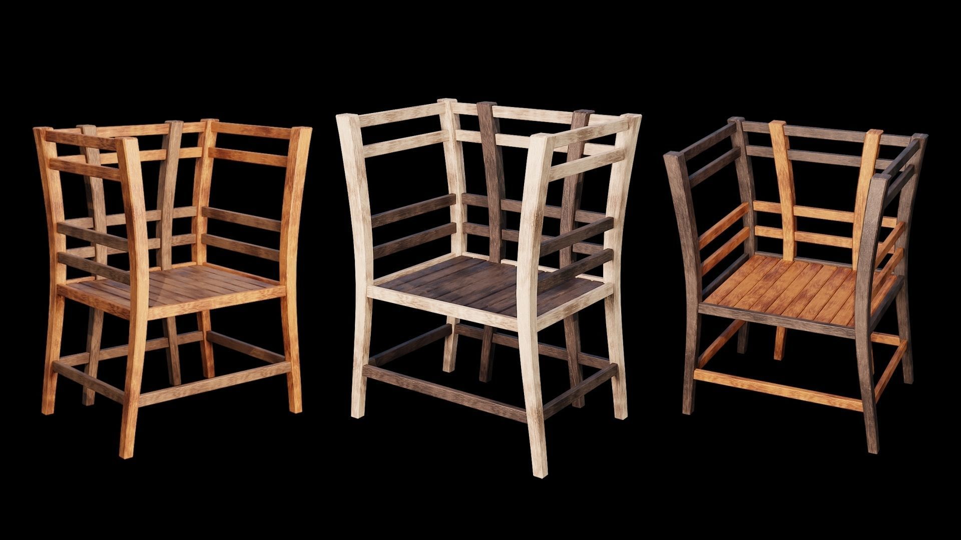 PBR WOOD FURNITURES - Collection 01  - 4K Textures Game Ready Low-poly 3D model_7