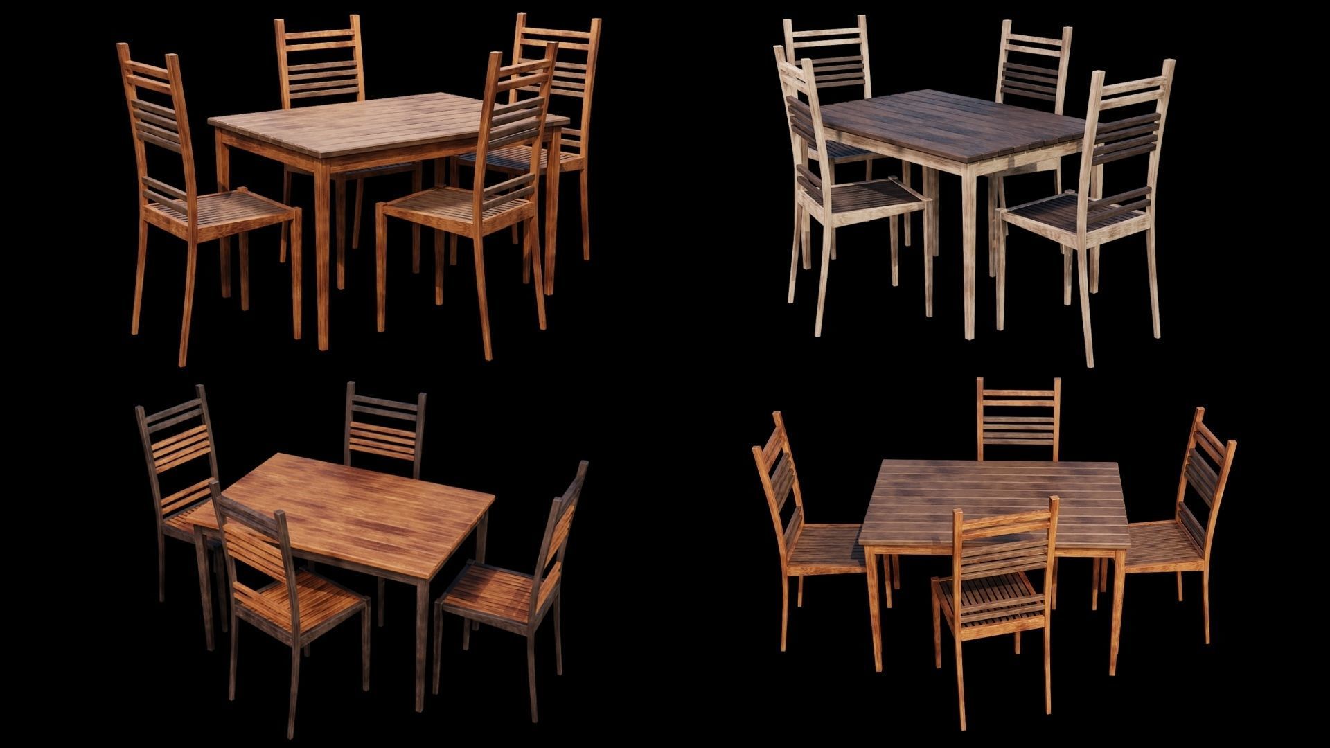 PBR WOOD FURNITURES - Collection 01  - 4K Textures Game Ready Low-poly 3D model_1