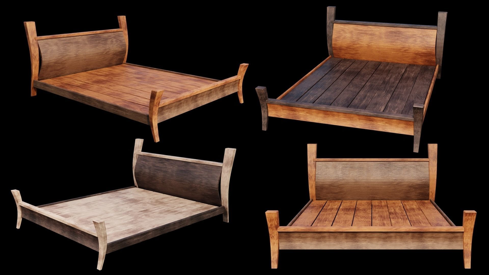 PBR WOOD FURNITURES - Collection 01  - 4K Textures Game Ready Low-poly 3D model_10