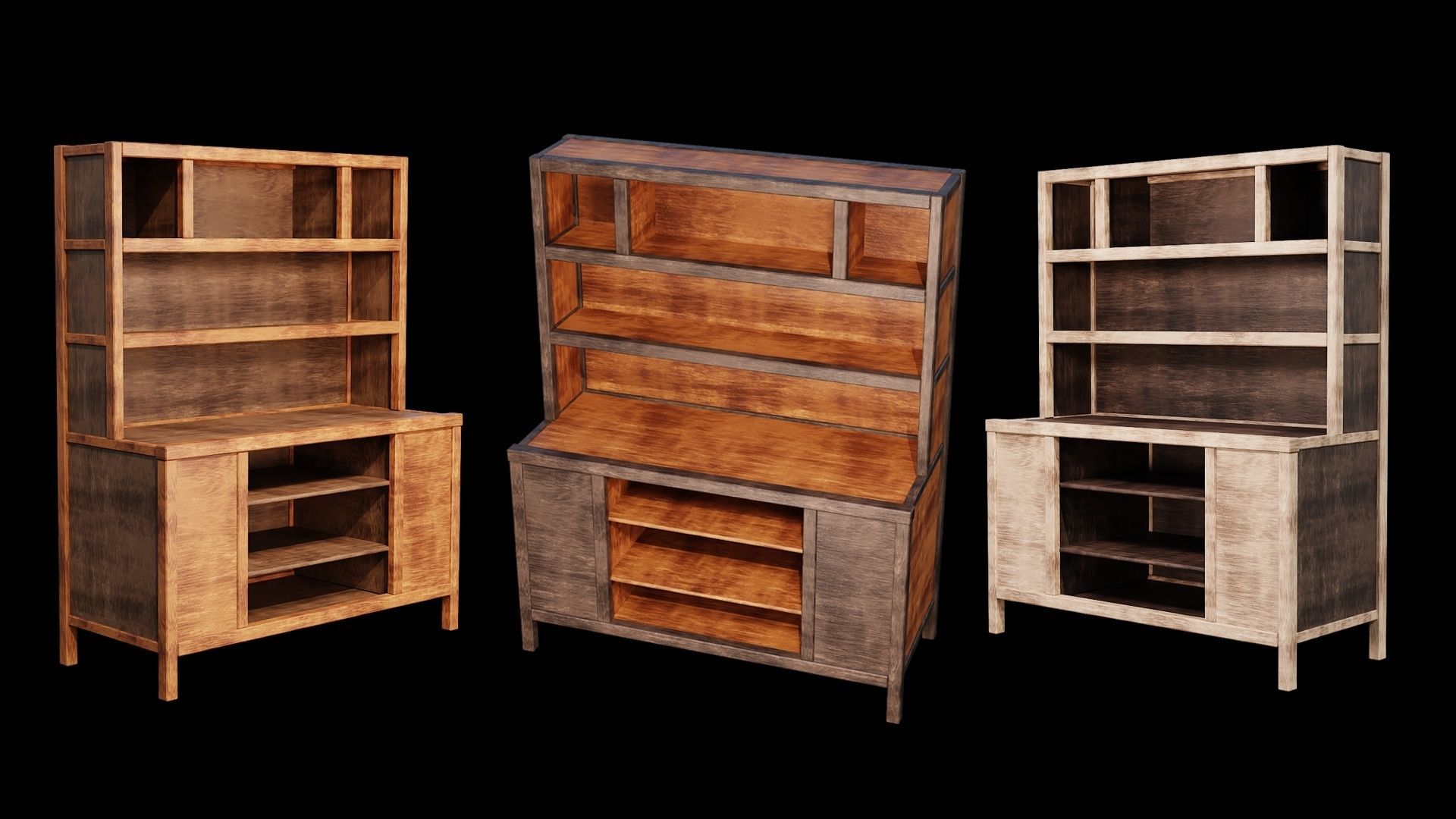 PBR WOOD FURNITURES - Collection 01  - 4K Textures Game Ready Low-poly 3D model_8