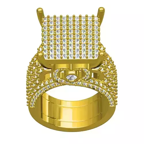 Square  Shape Head Wide Band Cocktail Rong for Women