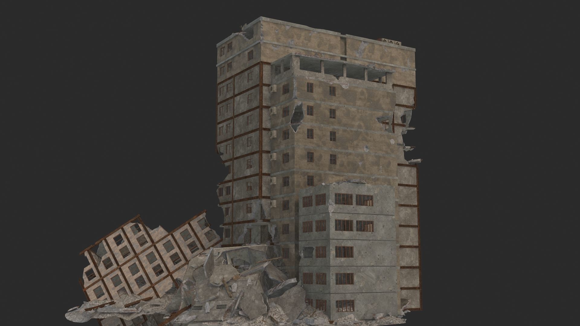destruction  Low-poly 3D model_4