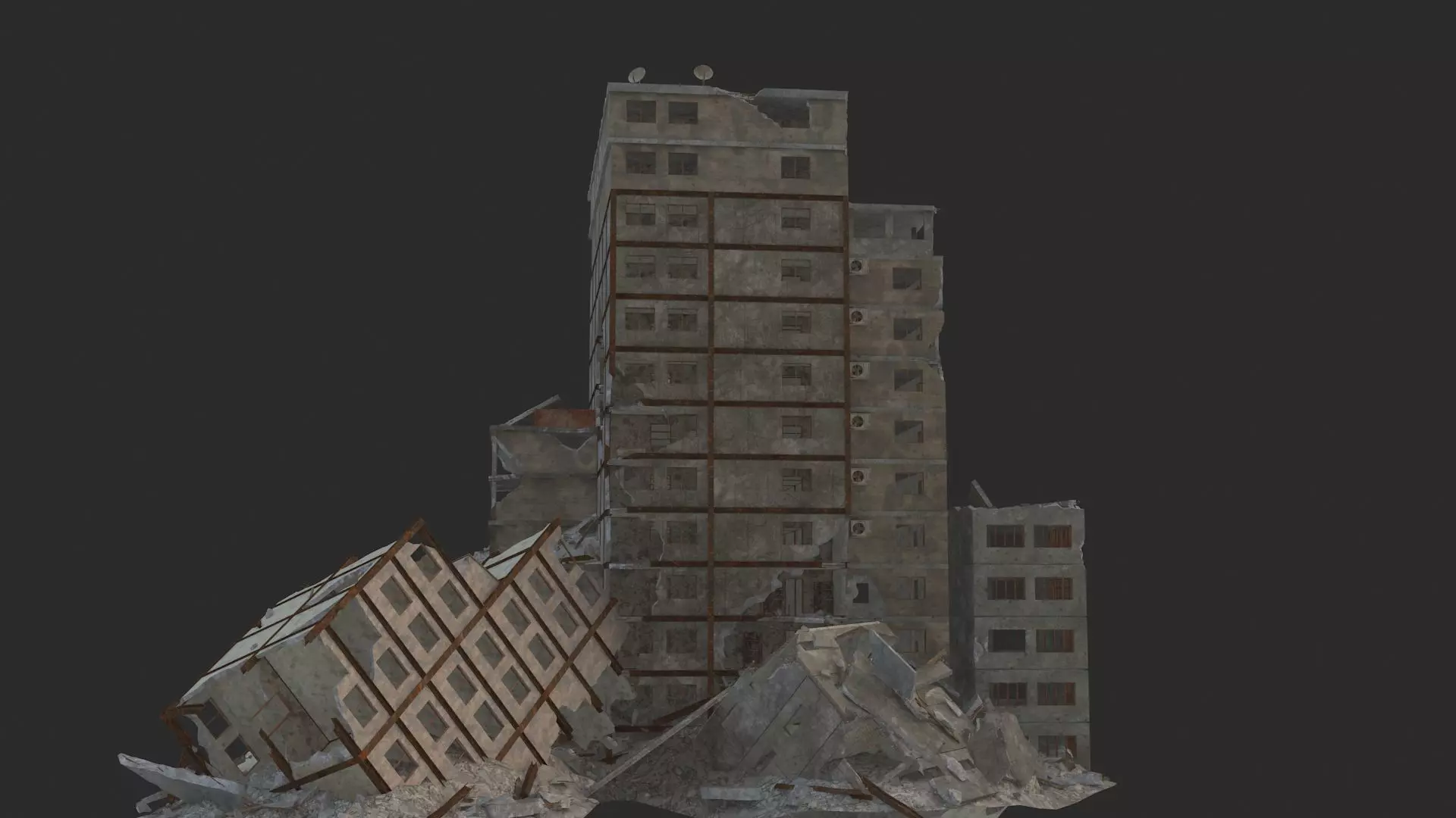 destruction  Low-poly 3D model_0