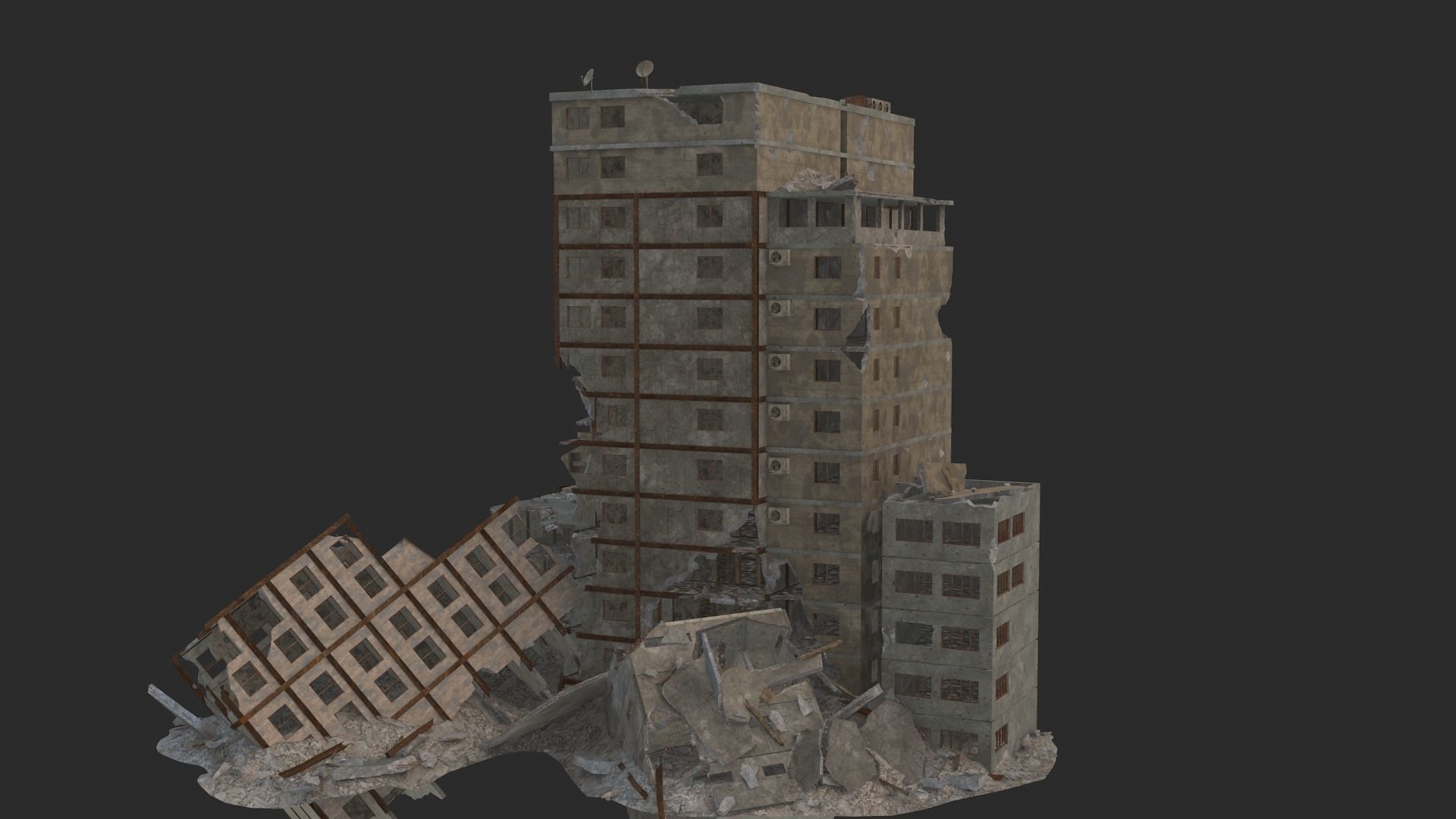 destruction  Low-poly 3D model_3