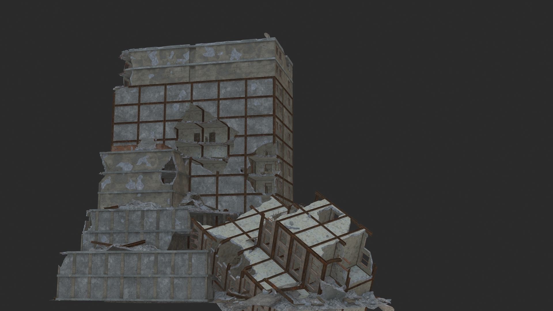 destruction  Low-poly 3D model_1