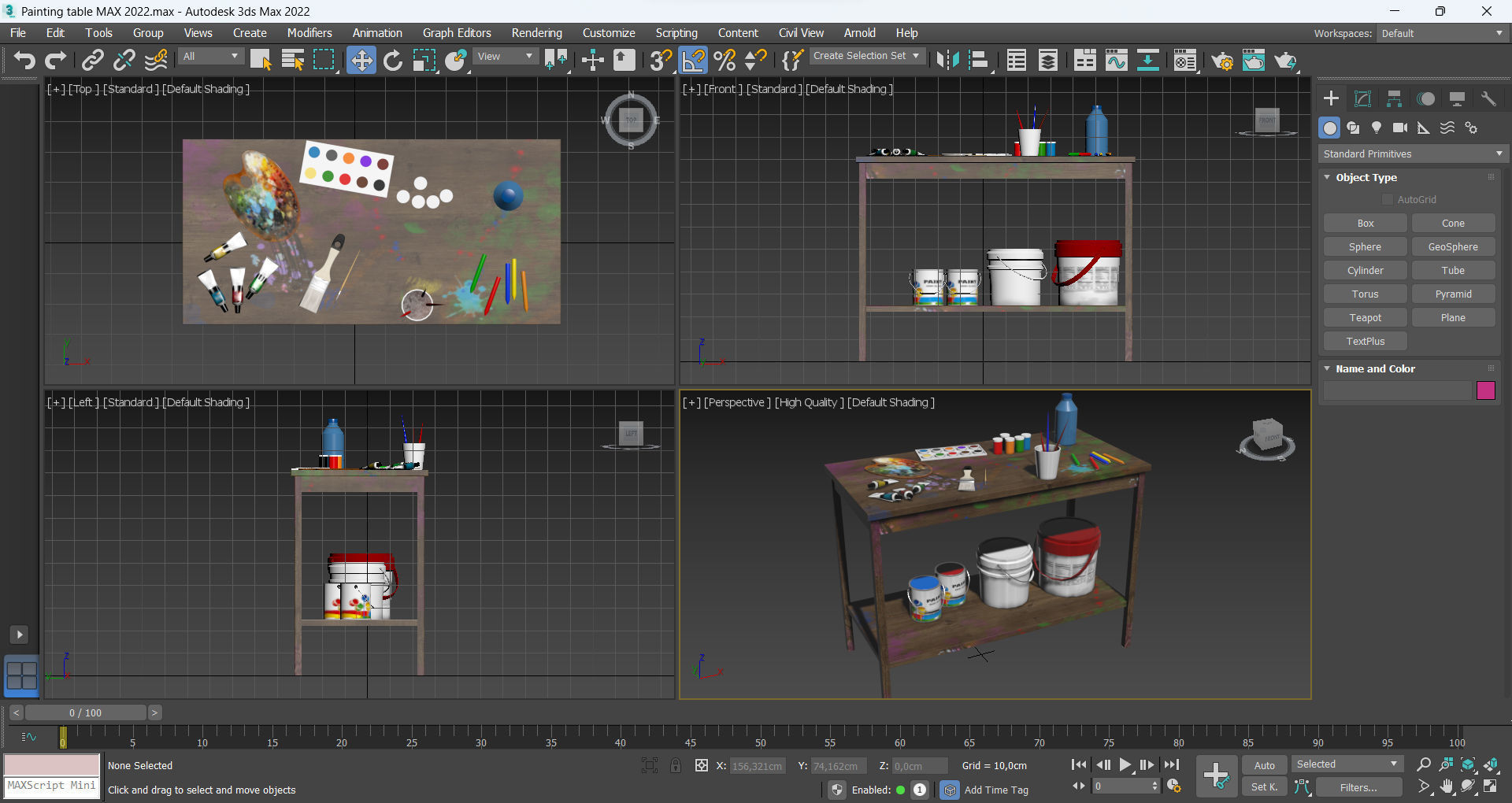 Painting table Low-poly 3D model_9