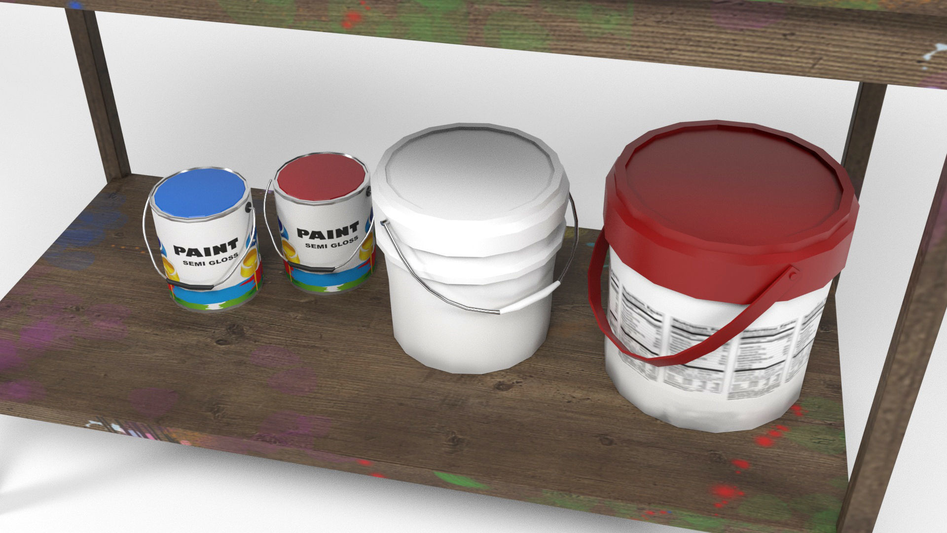 Painting table Low-poly 3D model_6