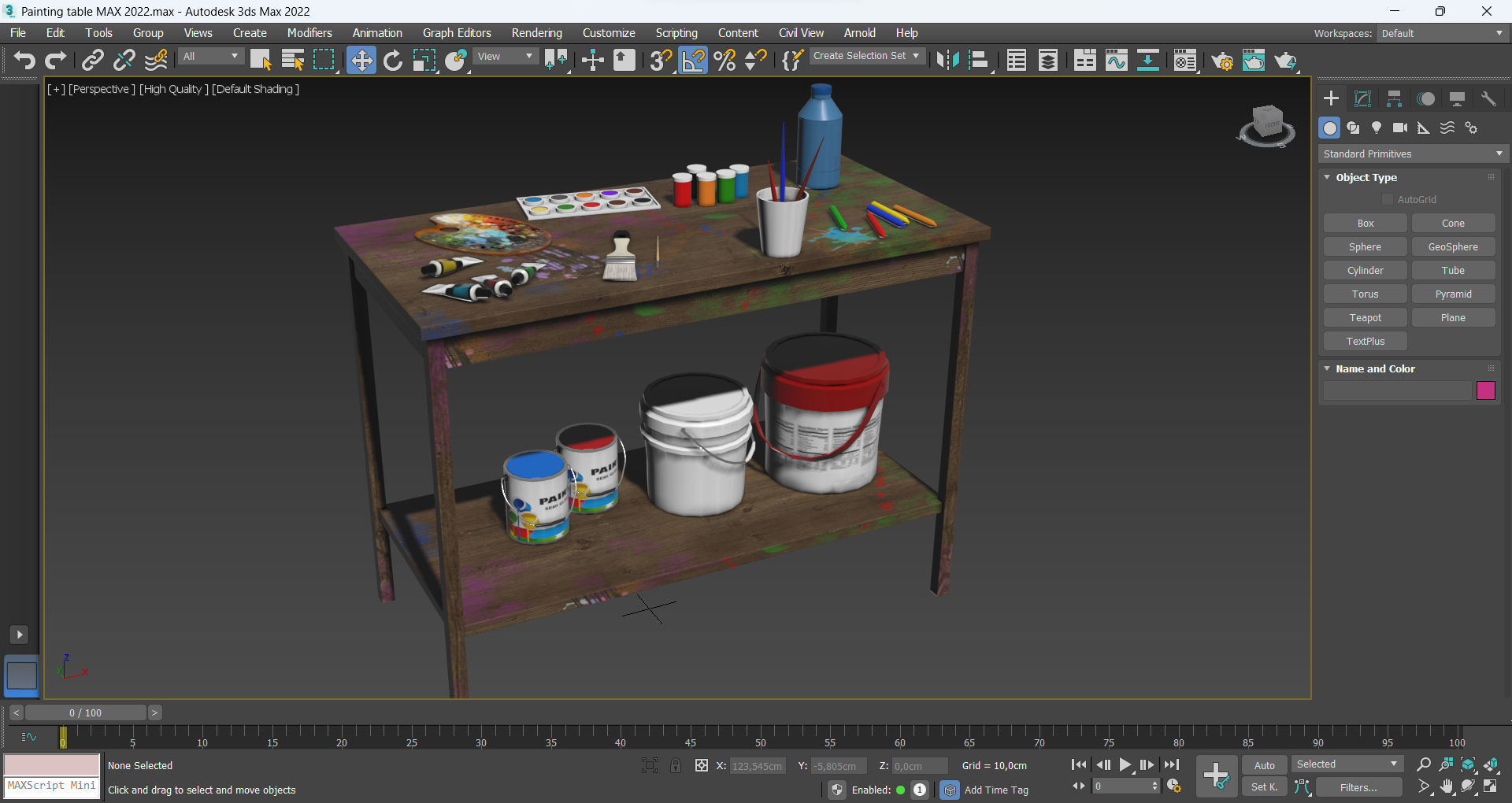 Painting table Low-poly 3D model_10