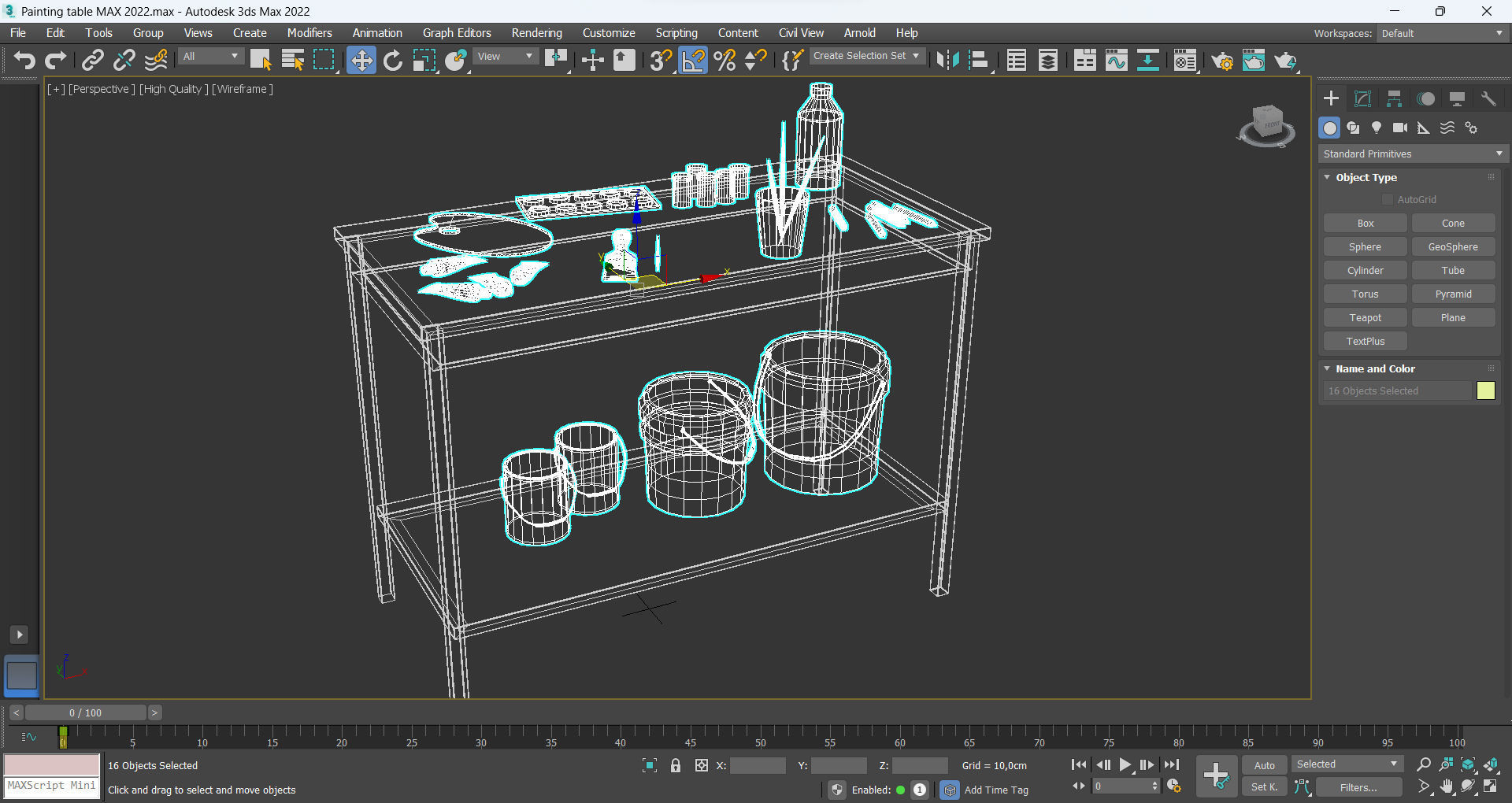 Painting table Low-poly 3D model_11