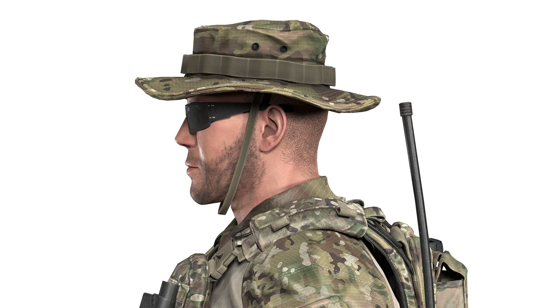 MILITARY BOONIE HAT Low-poly 3D model_6