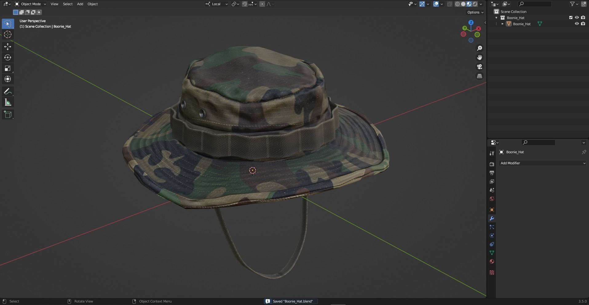 MILITARY BOONIE HAT Low-poly 3D model_9