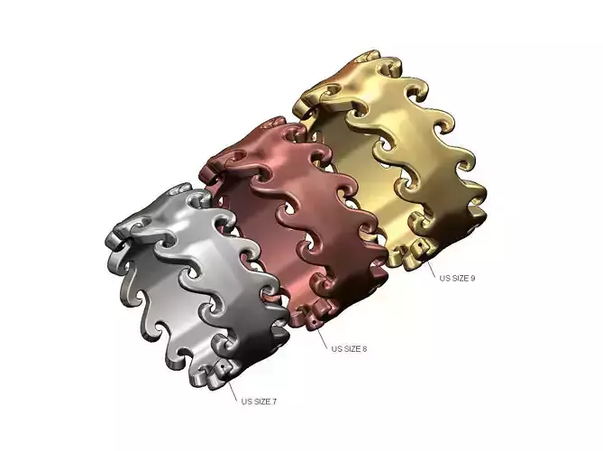 Double wave pattern band US sizes 7 8 9