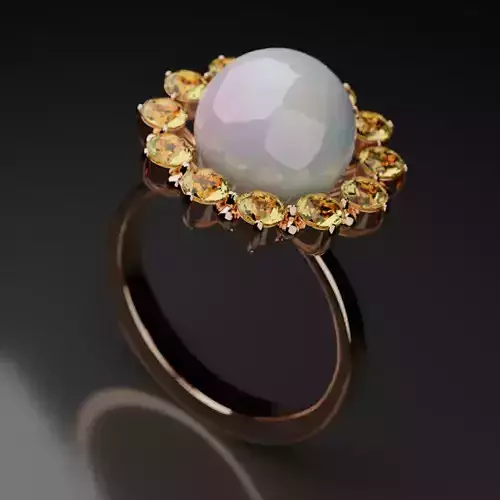 3D  Engagement Pearl Ring