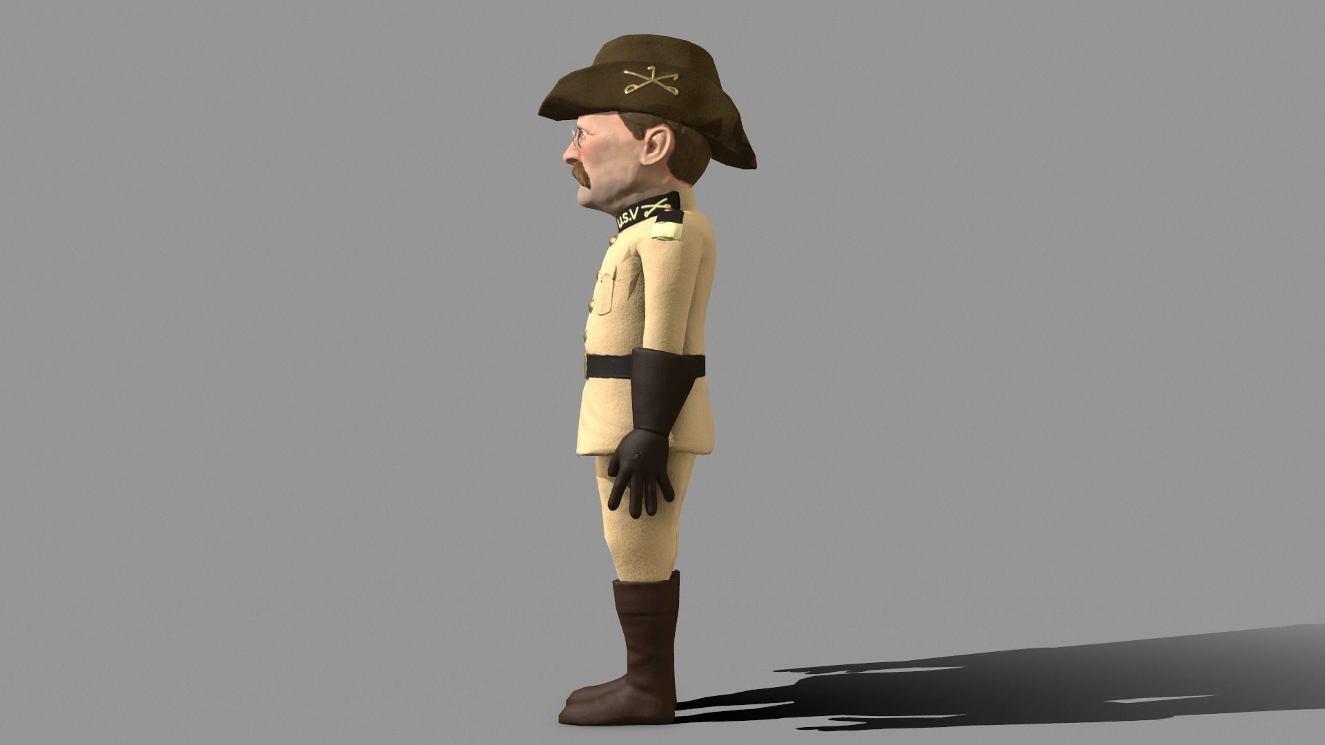 Theodore Roosevelt game ready caricature Low-poly 3D model_8