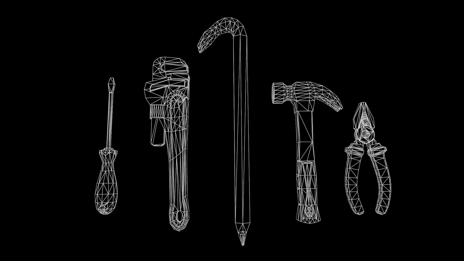 Tool Kit with Crowbar Low-poly 3D model_7