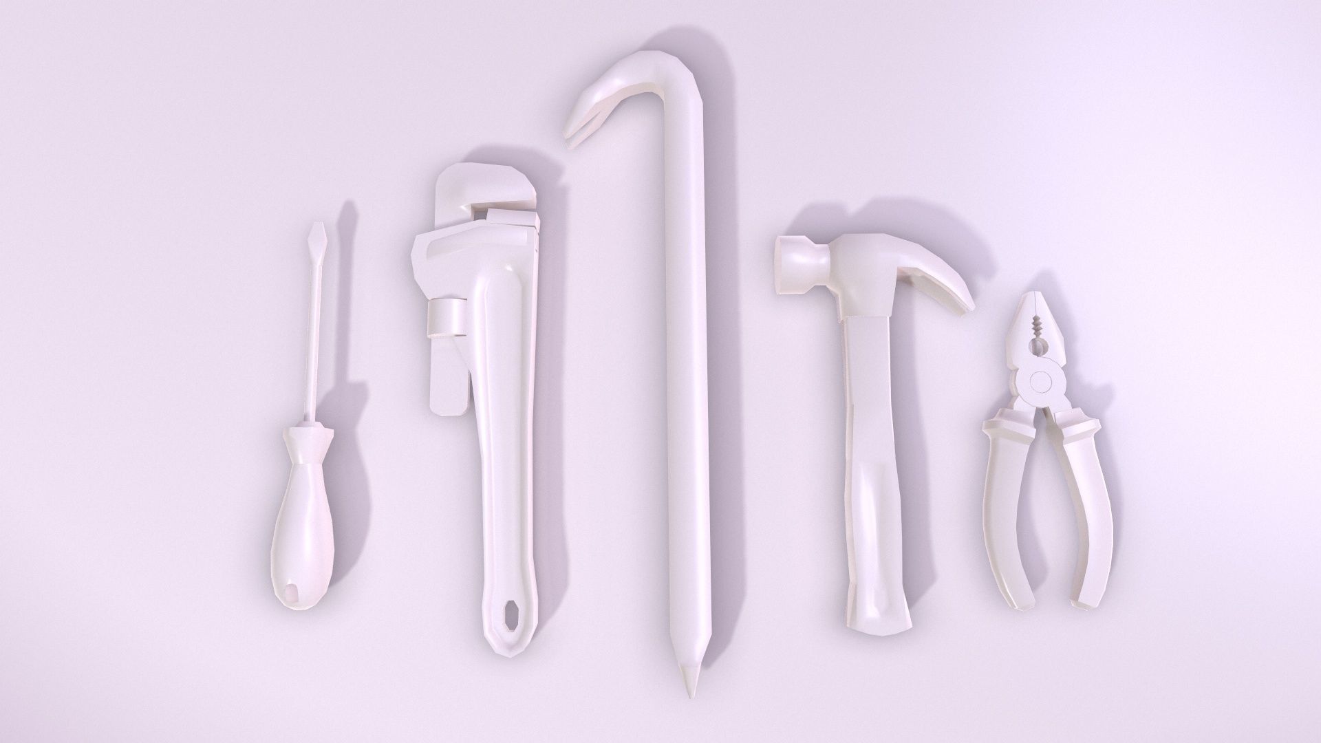 Tool Kit with Crowbar Low-poly 3D model_6