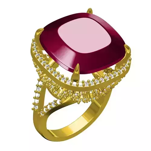 Ruby Cushion Stone Cocktail Ring