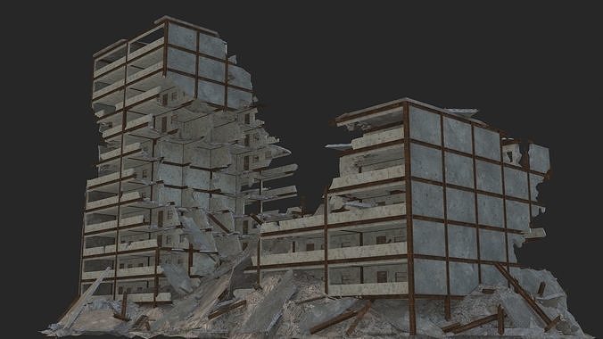 destroyed building Low-poly 3D model