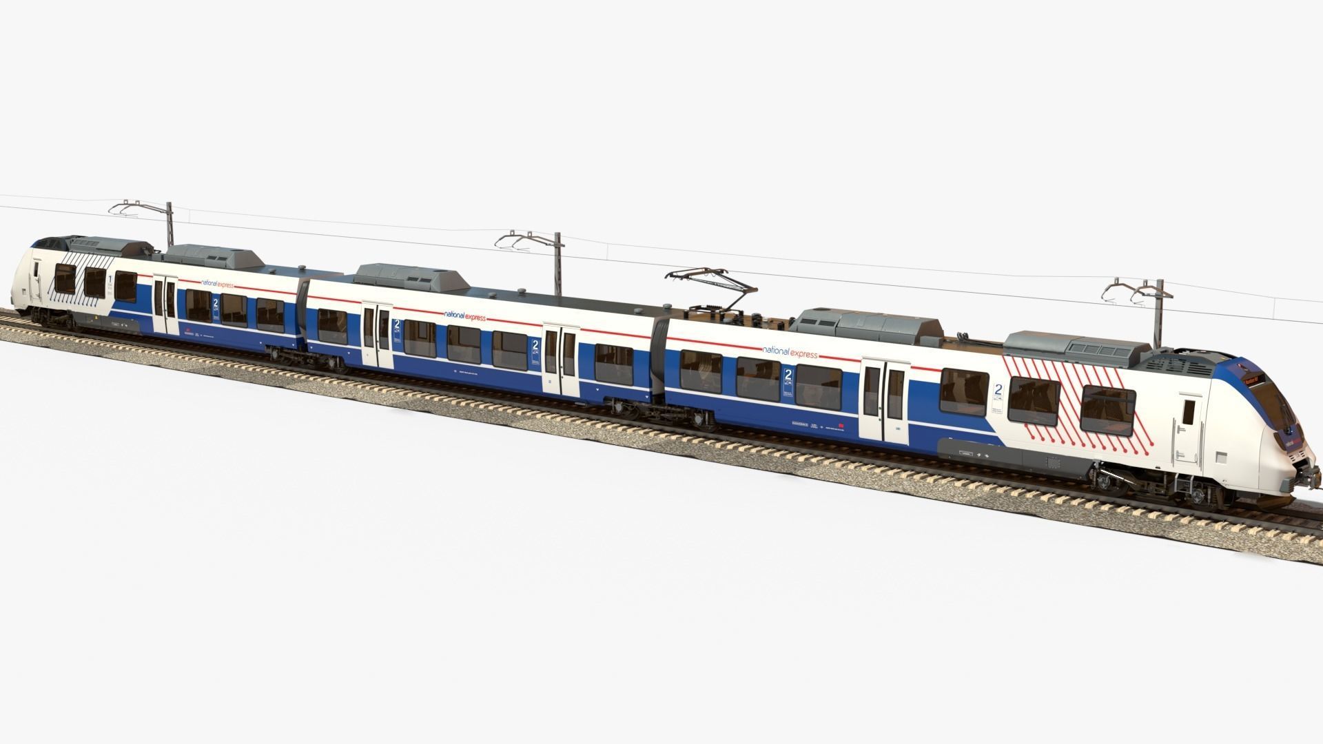 Bombardier TALENT Train National Express Rigged Animated Low-poly 3D model_2