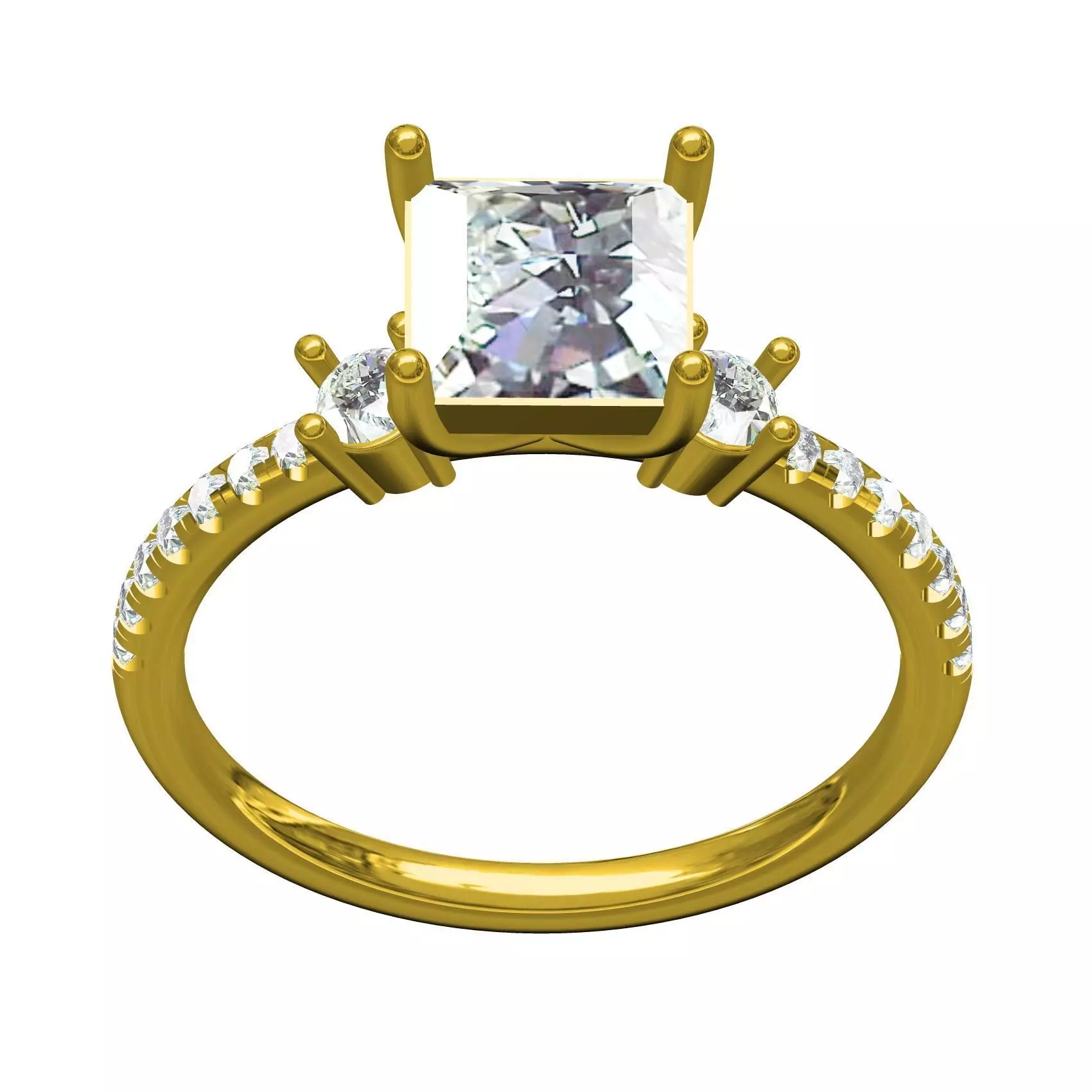 Princess Cut Diamond Micro Prong Set Engagement ring for Women 3D print model