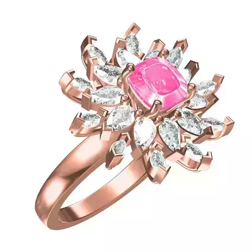 Pear and Marquise Flower Womens Ring
