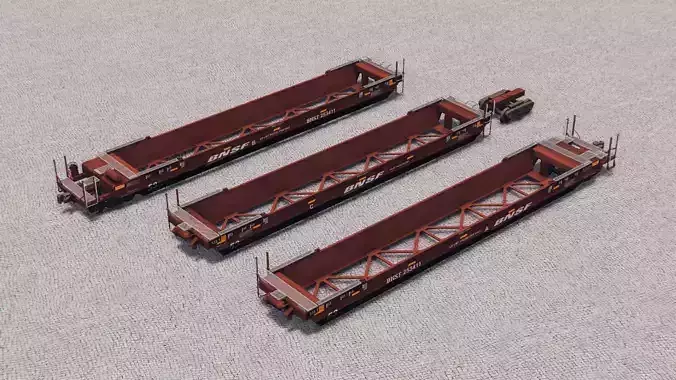 Gunderson Maxi-IV BNSF Double Stack Well Cars Low-poly 3D model
