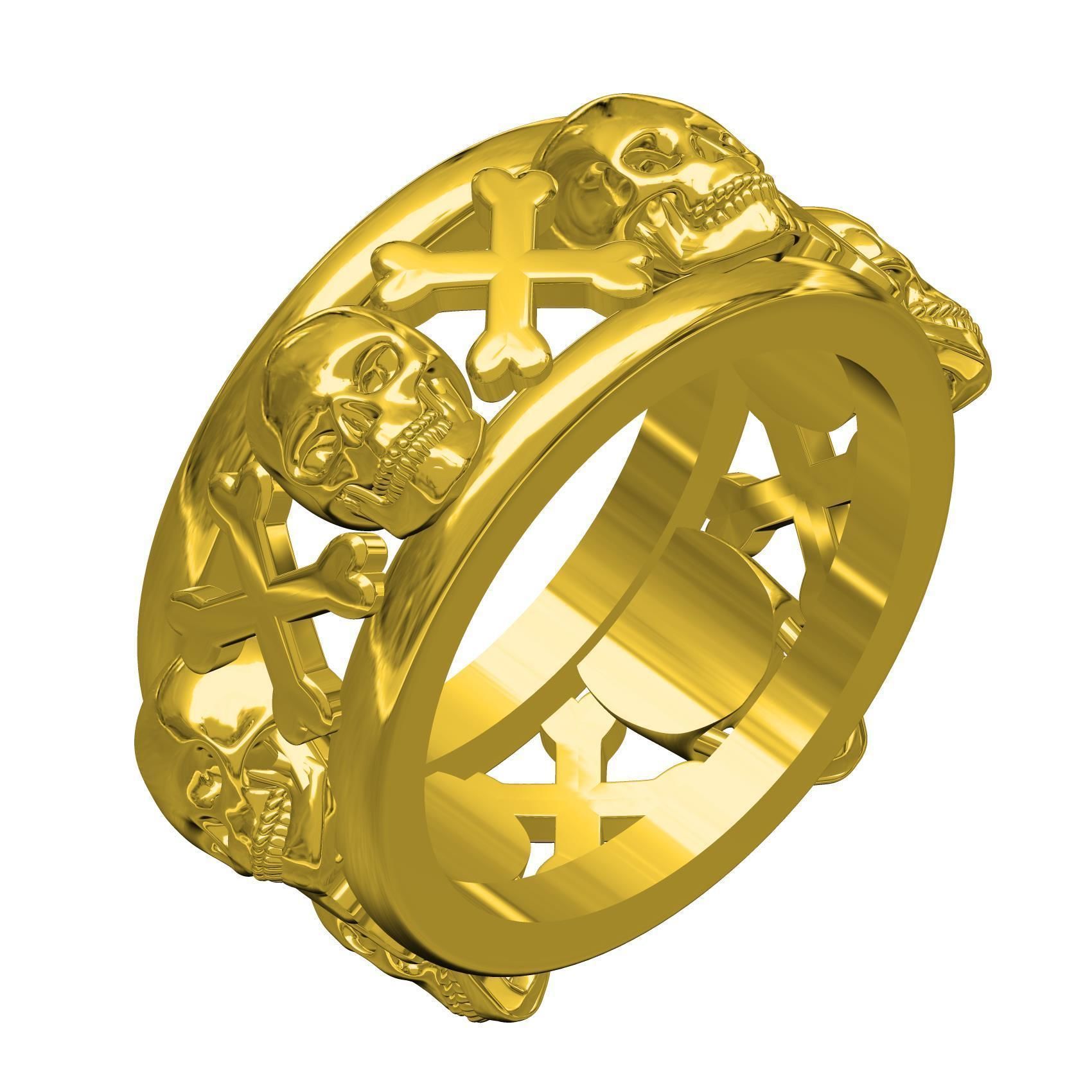 Skull and Bone Wedding Band for Men 3D print model_1