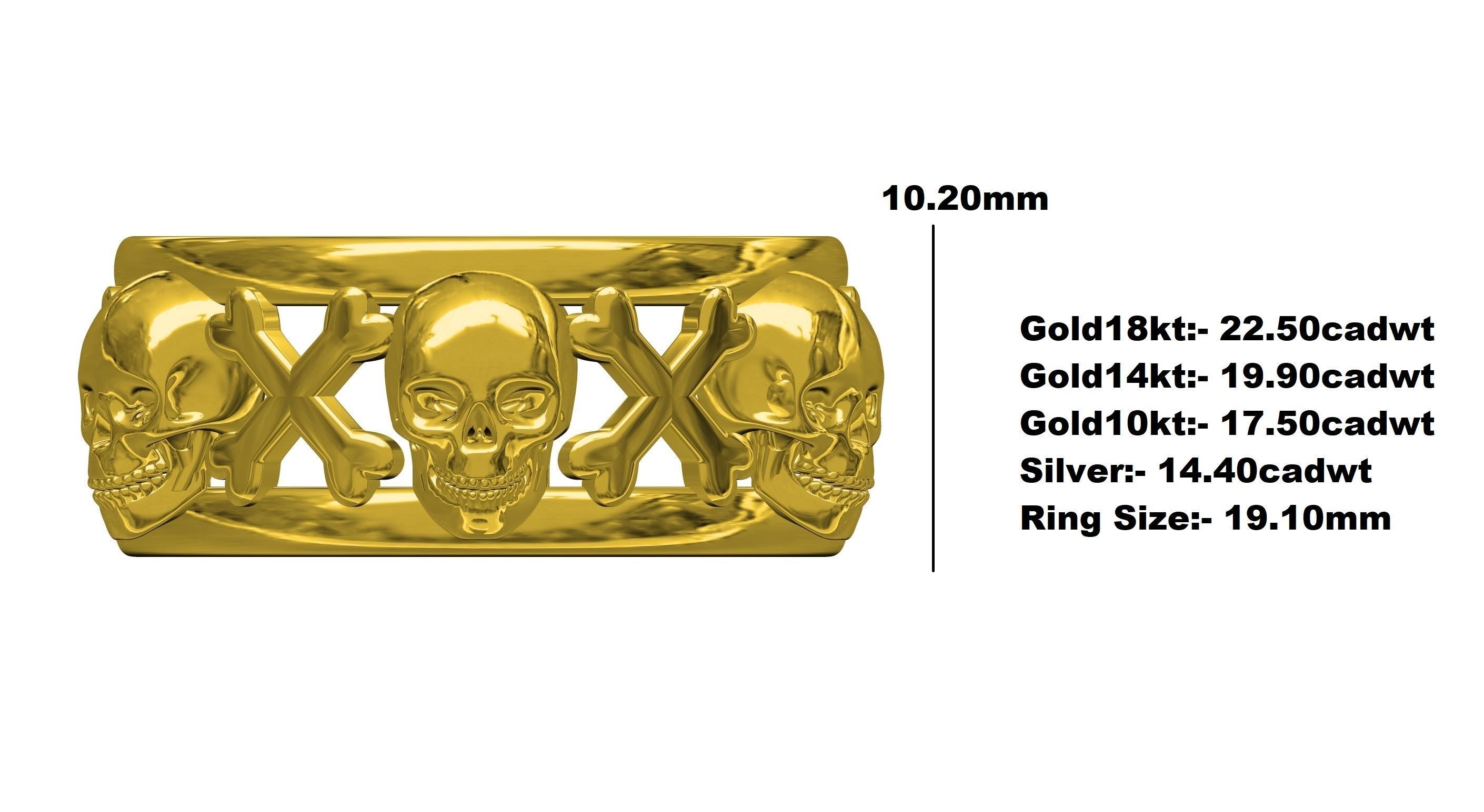 Skull and Bone Wedding Band for Men 3D print model_12